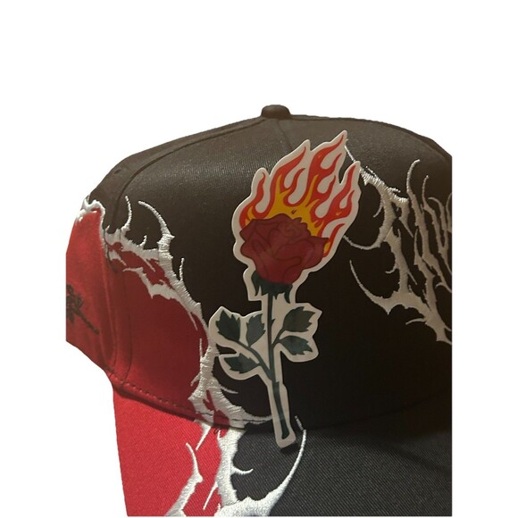 Civil Regime Trucker Hat Black Red Flame Rose Embroidered Cap NWT - Picture 6 of 6